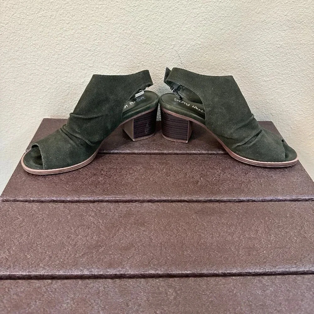 DIRTY LAUNDRY Olive Green Suede Shooties Block Heel - 8